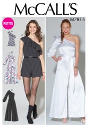 7815 MCCALLS EASY ONE SHOULDER ROMPER, , JUMPSUIT, BELT PATTERN 14-22 NEW